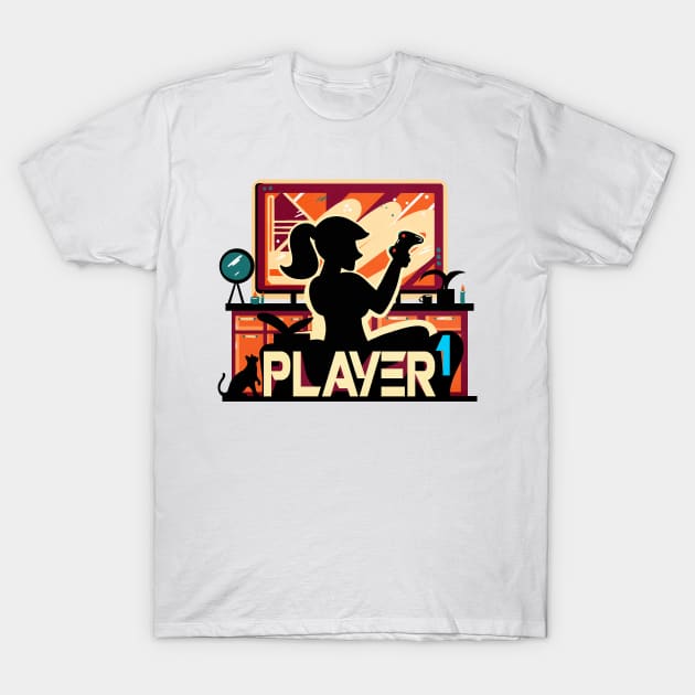 Player One Girlfriend Couple Matching Video Game T-Shirt by enchantedrealm